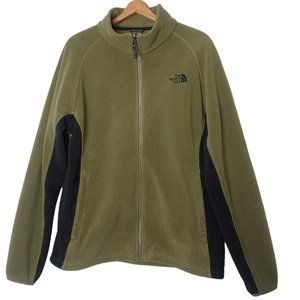 The North Face Men Large Fleece Jacket Full Zip Olive Green Black Outdoors Coat
